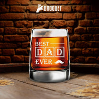 Thumbnail for Old Fashioned 12 oz Whiskey Glass - Dad's Gift Personalized Drink Broquet Best Dad Ever - Mustache 