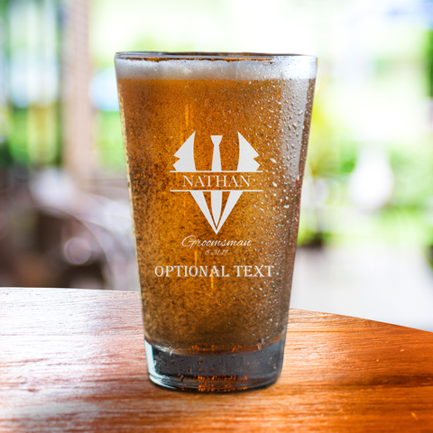 Custom Engraved Beer Can Glass, Groomsmen Beer Glass