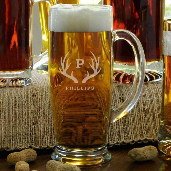 Personalized Slim Beer Mug - 6 Design Options Drink JDS Antlers 