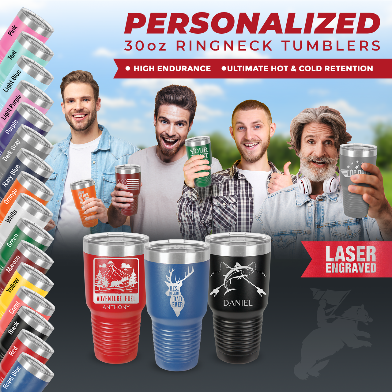 Personalized Tumbler with Lid, 30 oz Vacuum Insulated Tumbler