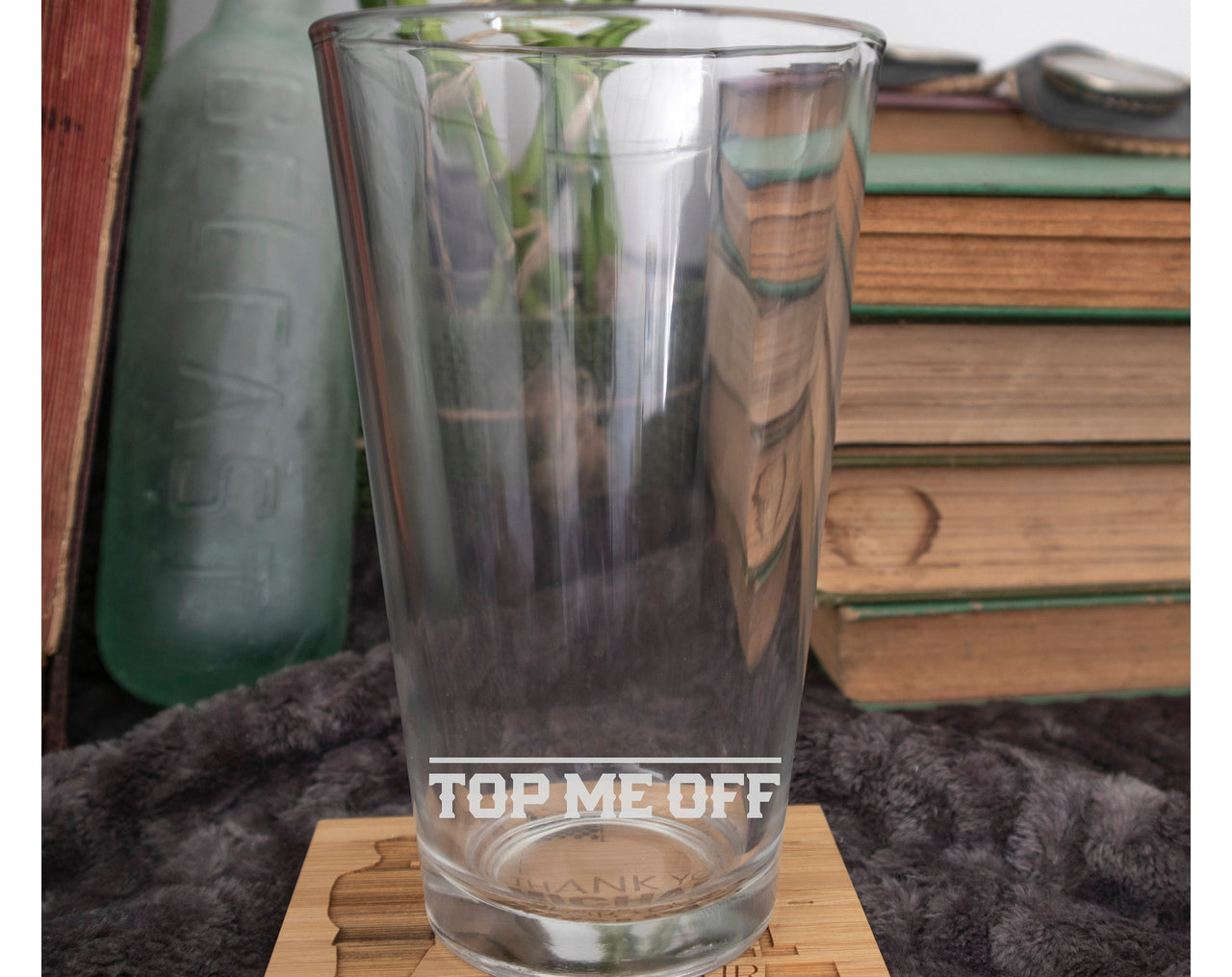 Funny Top Me Off Monogram Pint Glass | Custom Beer Glass | Funny Drinking Glass | Beer Gifts For Men | Valentine's Gift For Him