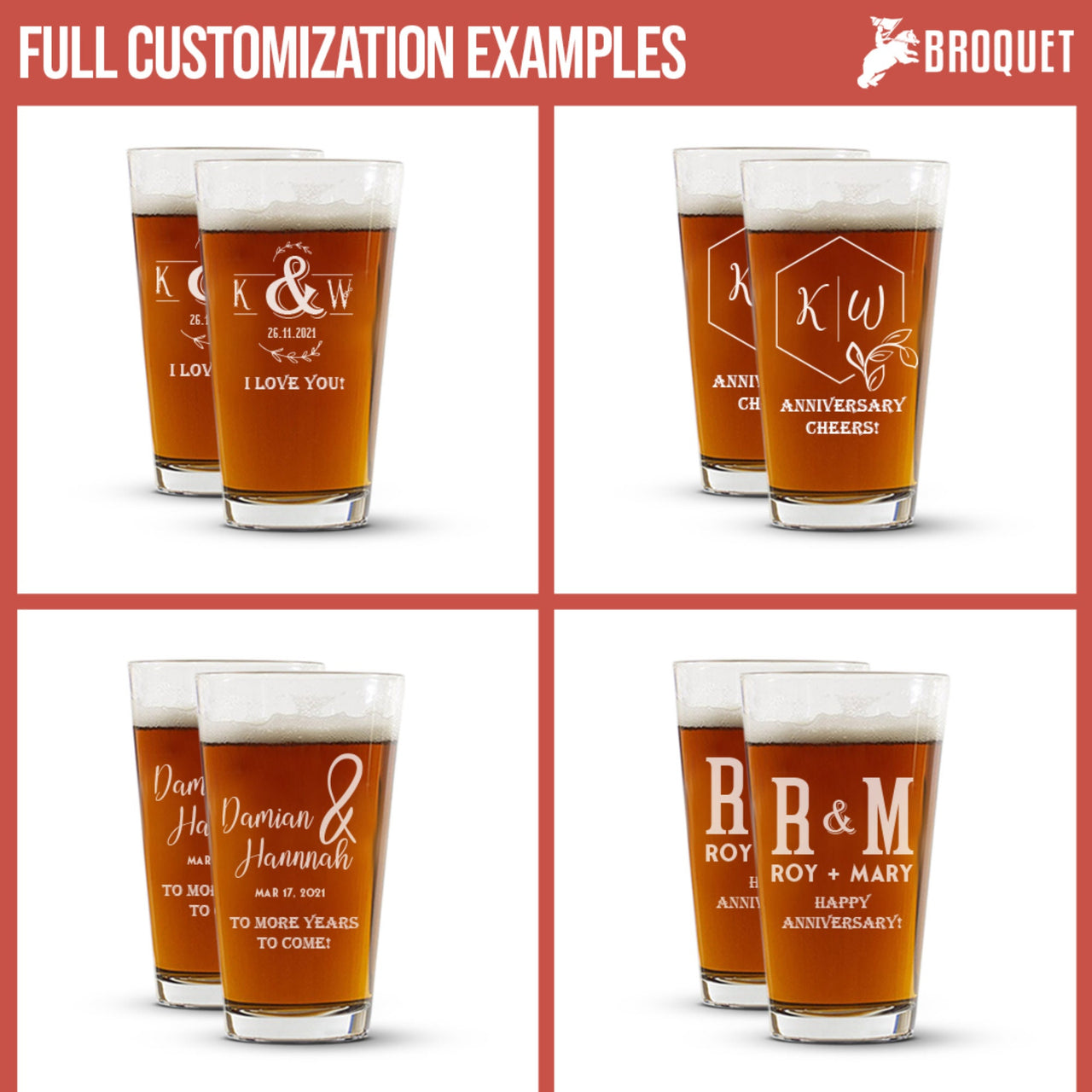 Custom Beer Glass Anniversary Gifts