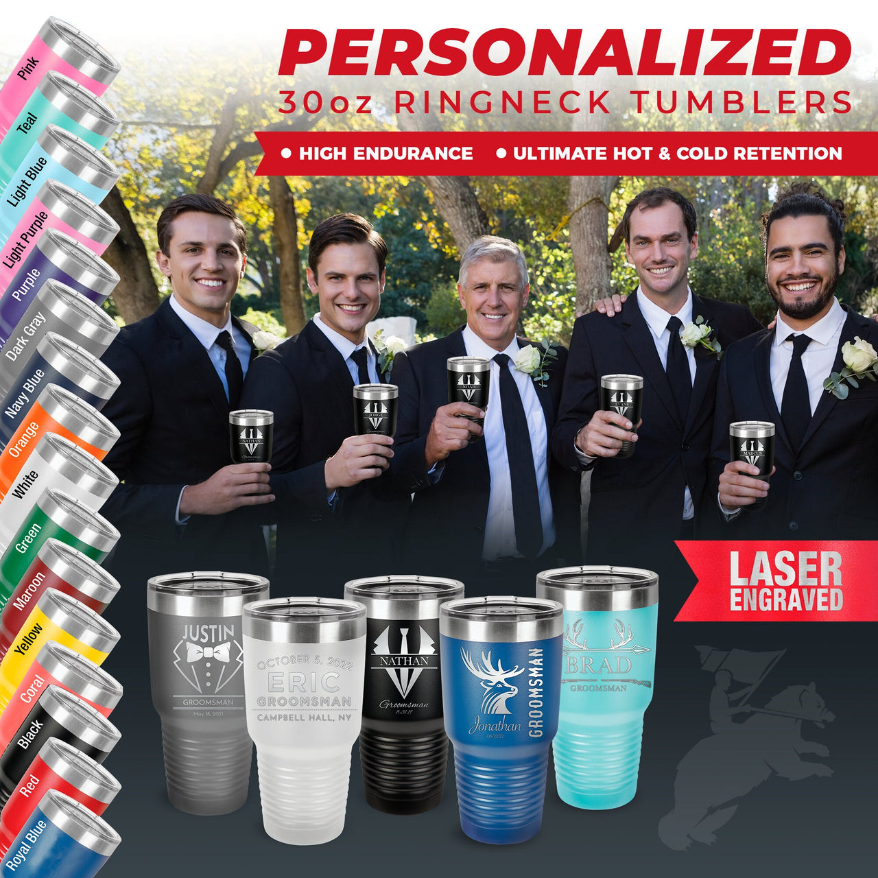 Custom Engraved Bachelor Party Tumblers - Personalized Gifts & Favors for Bachelor Party and Weddings