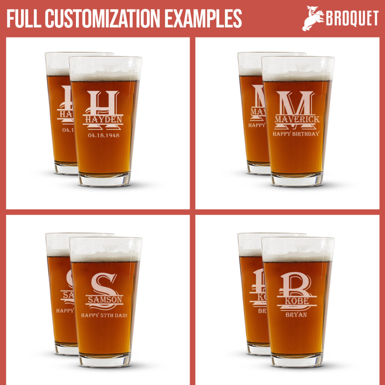 Personalized Beer Glass Anniversary Gifts
