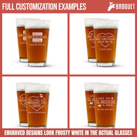 Thumbnail for Personalized Heart Arrow Engraved Beer Glass