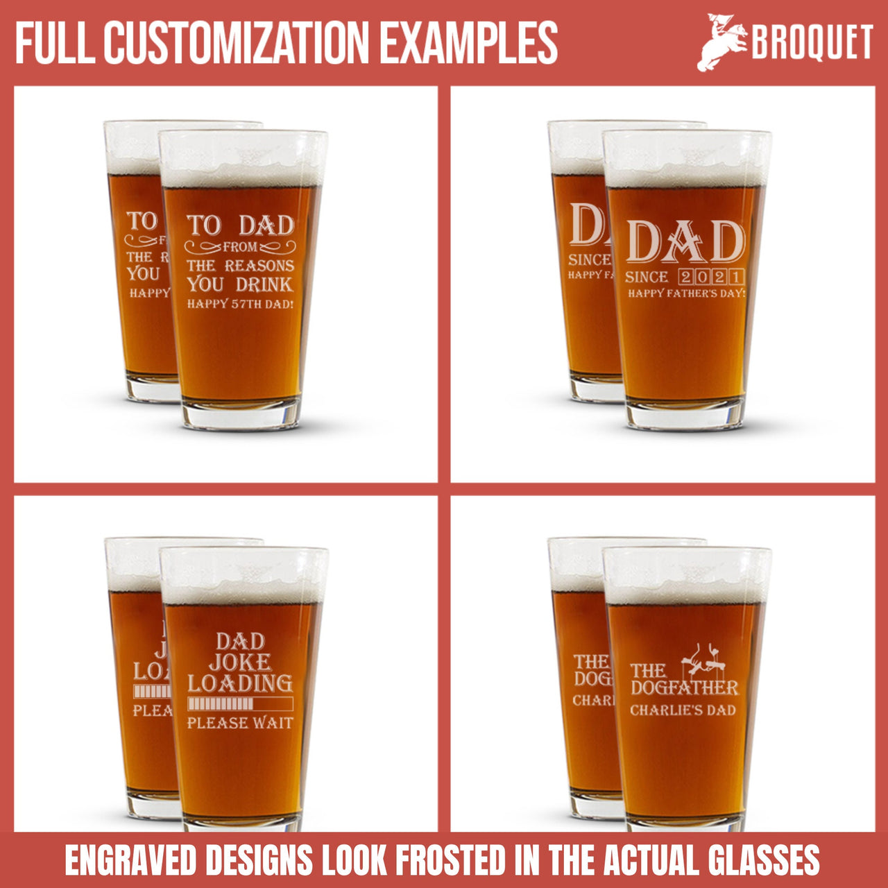 Best Dad Ever Personalized Beer Glasses For Dad