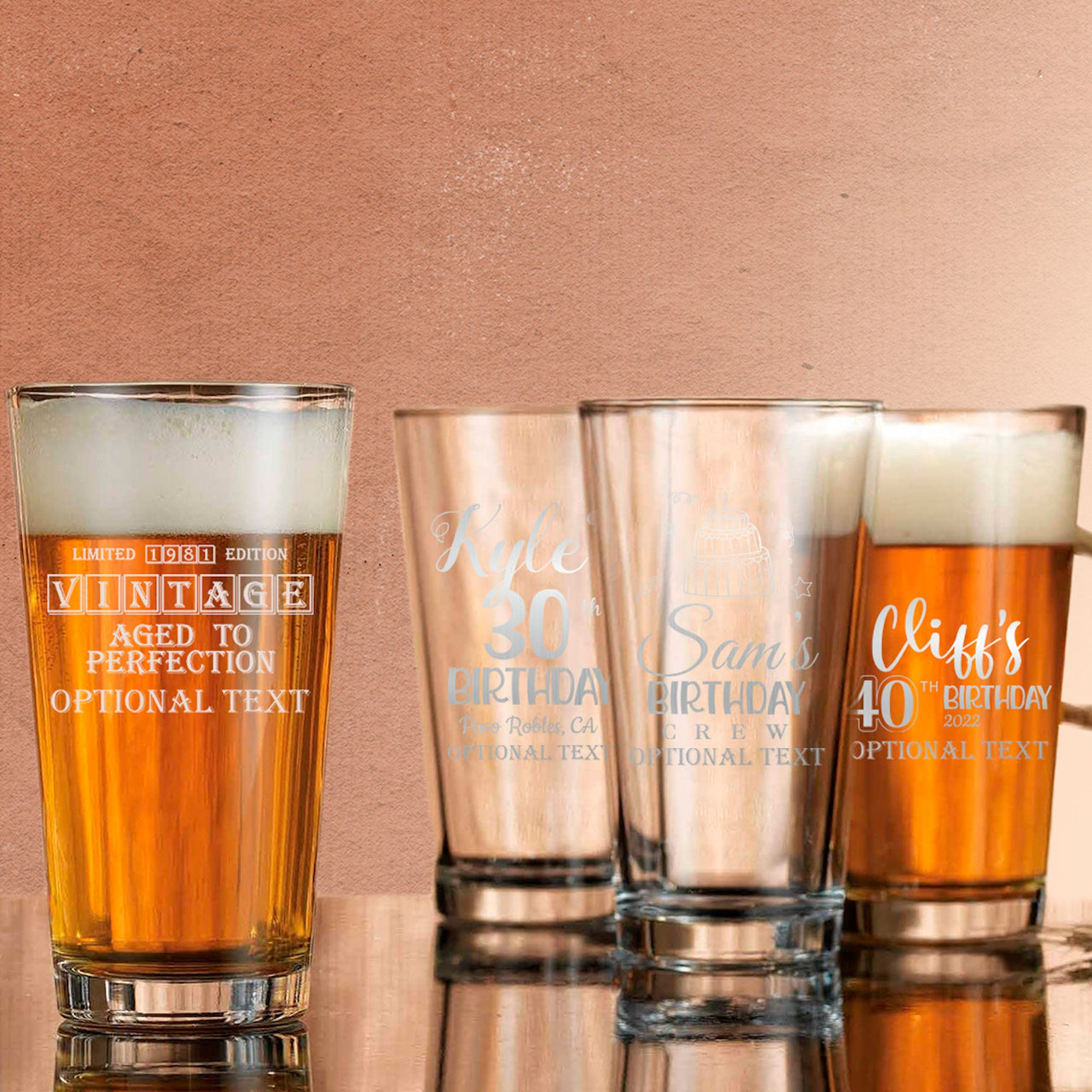 Personalized Engraved Beer Glass, Birthday Beer Glass, Birthday Gift For Him, Gift For Dad, 30th Birthday, 40th Birthday, Husband Gift