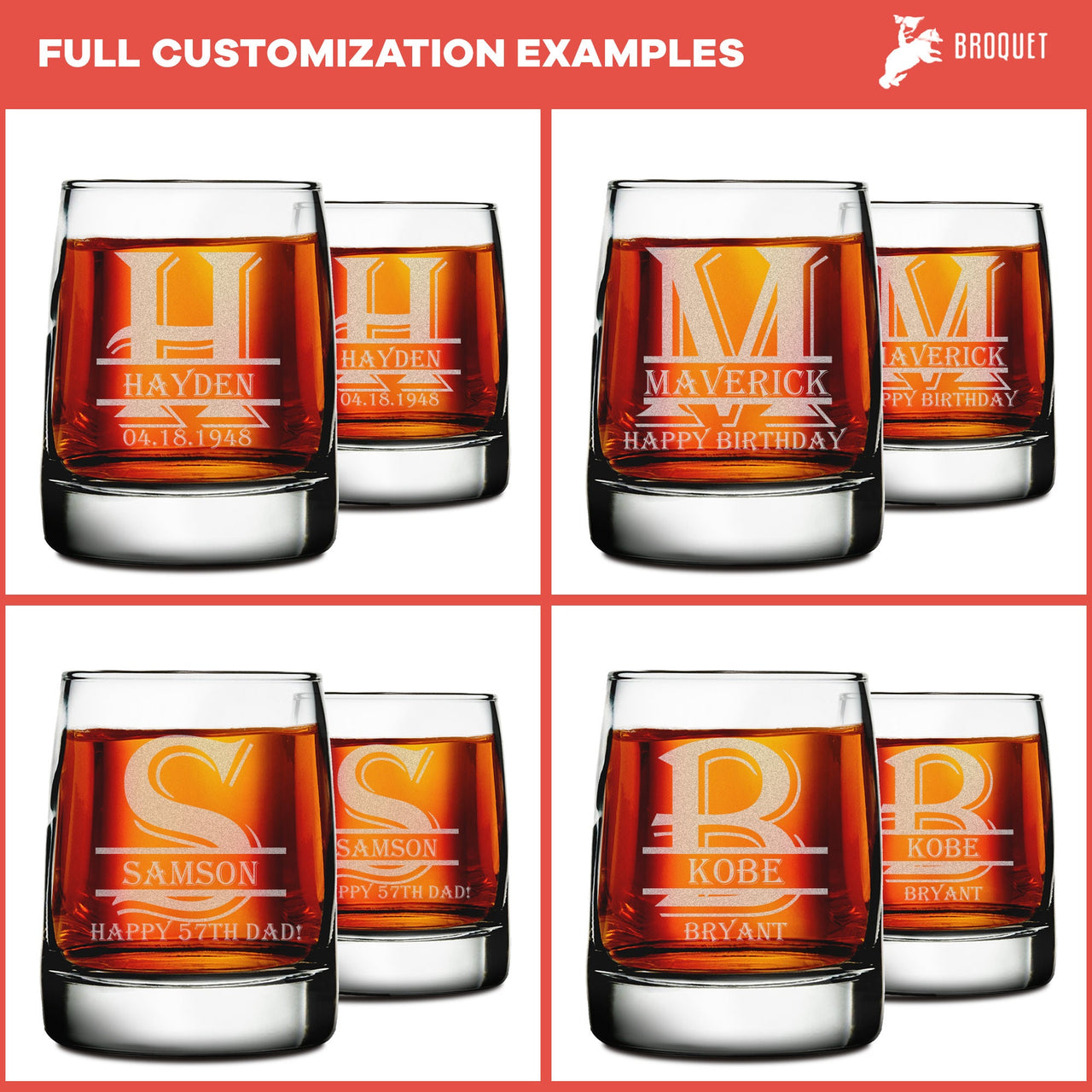 Custom Monogram Whiskey Glass