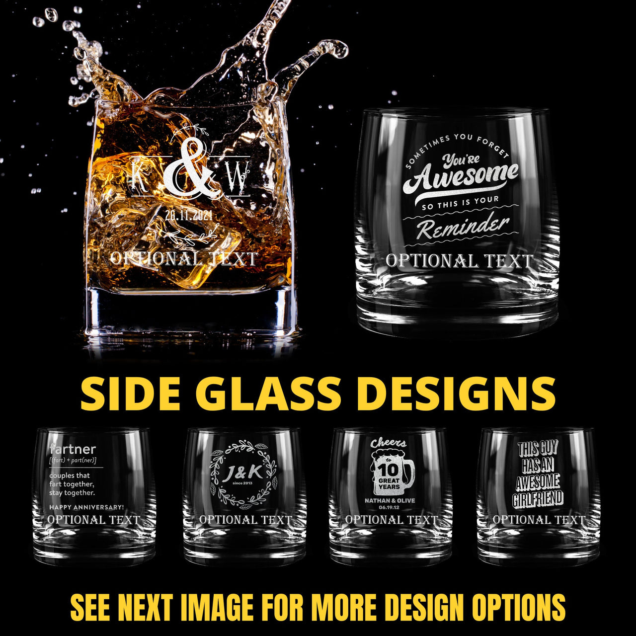 Custom Etched Whiskey Glass