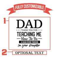 Thumbnail for Dad Thank You For Teaching Me How To Be A Man Even Though I’m Your Daughter Sentimental Gifts For Dad From Daughter | Etched Whiskey Glass
