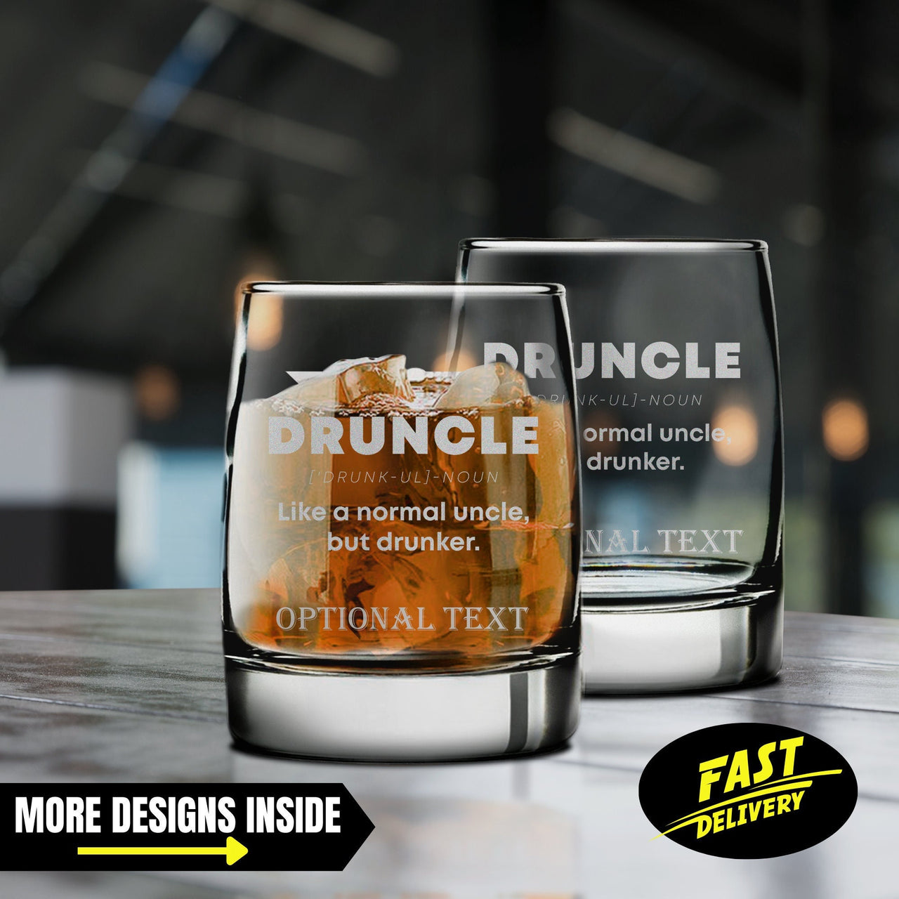 Druncle Custom Whiskey Glass Uncle Gift | Etched Whiskey Glass | Uncle Gifts From Niece | Uncle Birthday Gifts | Gifts For Uncle From Nephew