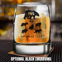 Thumbnail for Personalized Papa Bear And Cubs Whiskey Glasses | Custom Etched 12 oz Whiskey Glass