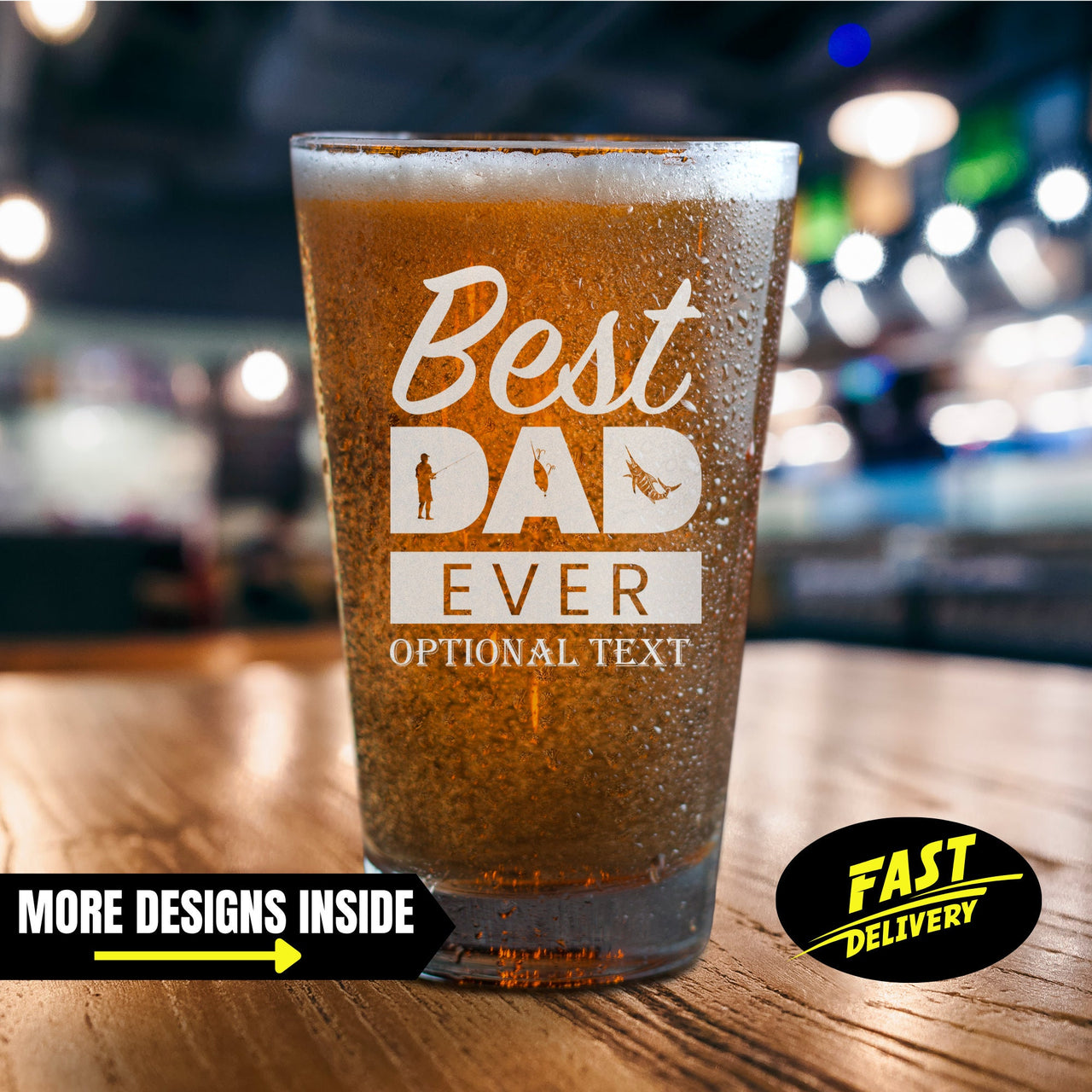 Personalized Fishing Best Dad Ever Pint Glass