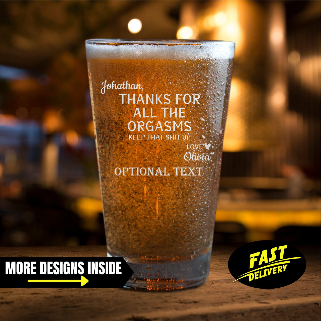 Personalized Pilsner Glass - Design: CUSTOM - Everything Etched