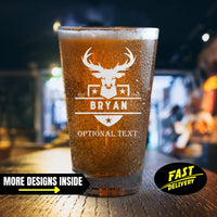 Thumbnail for Personalized Engraved Deer Hunting Beer Glass