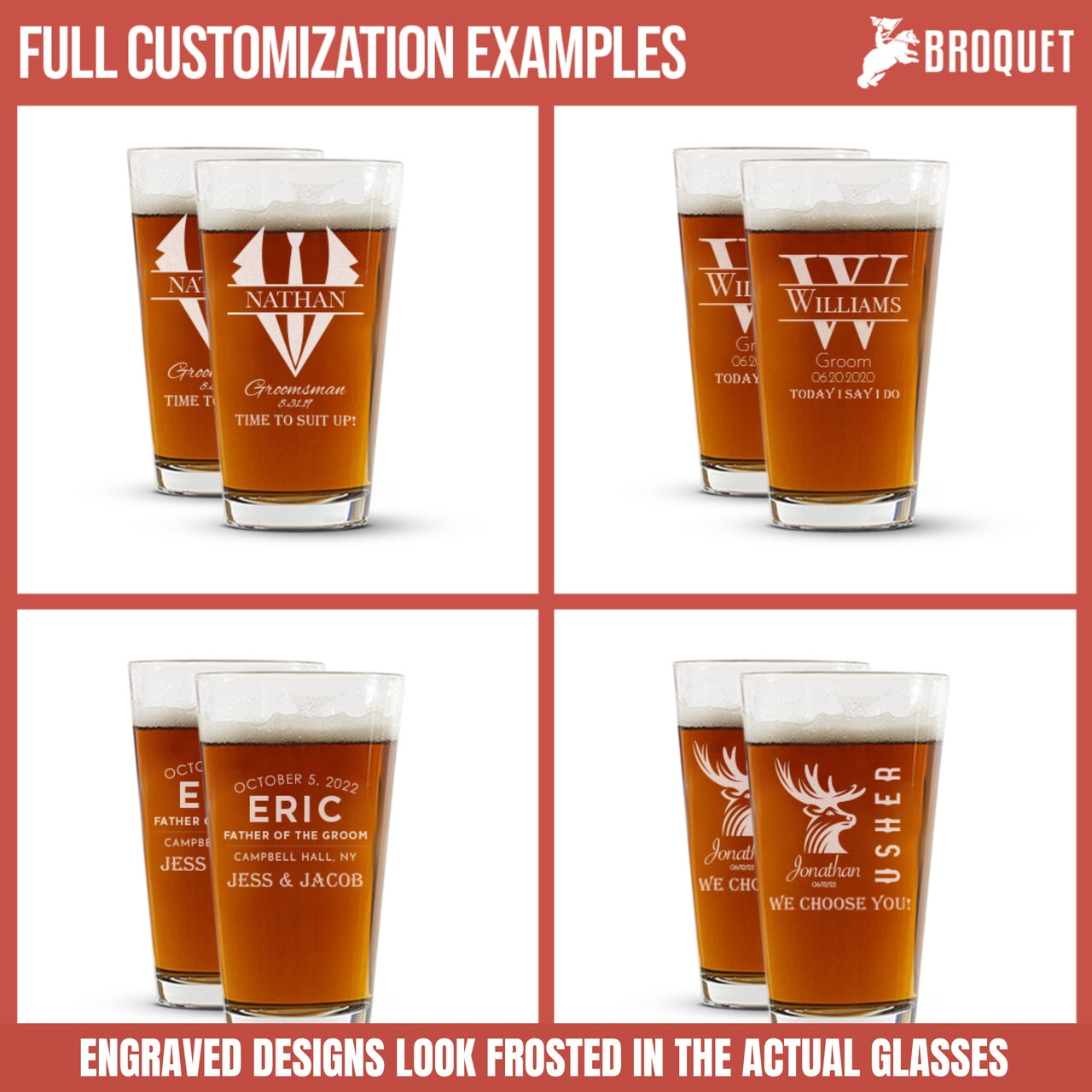 Personalized Bachelor Party Pint Glasses