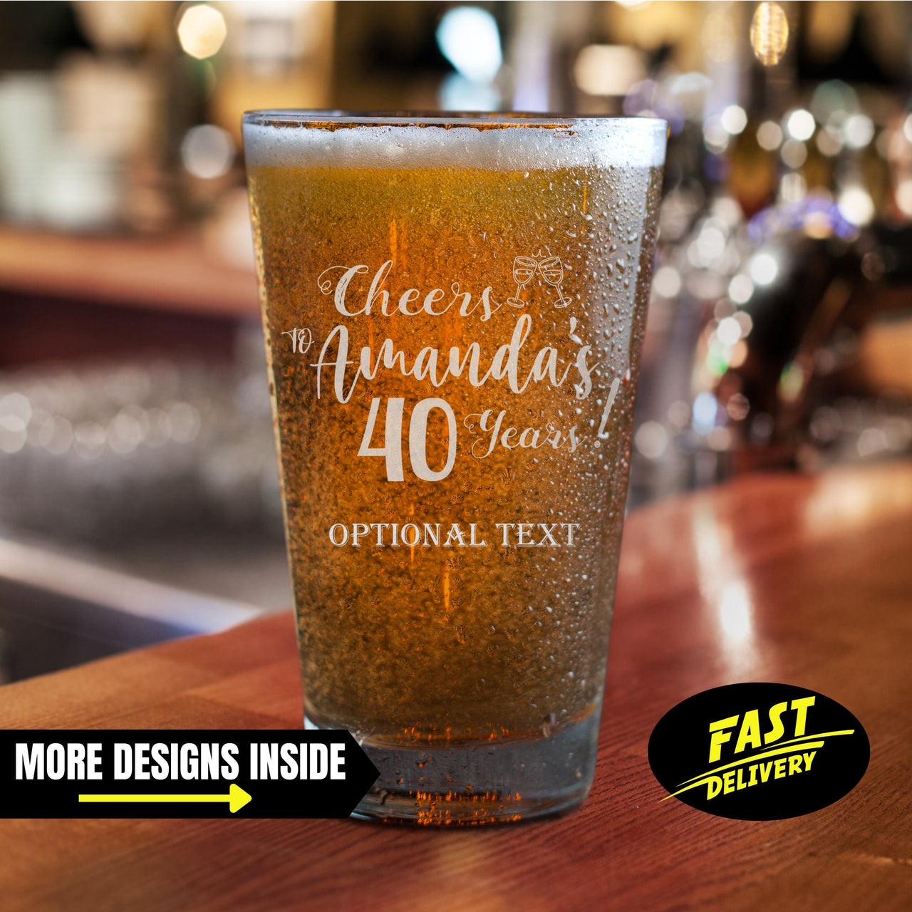 Cheers To 40 Years Personalized Pint Glass