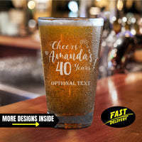 Thumbnail for Cheers To 40 Years Personalized Pint Glass