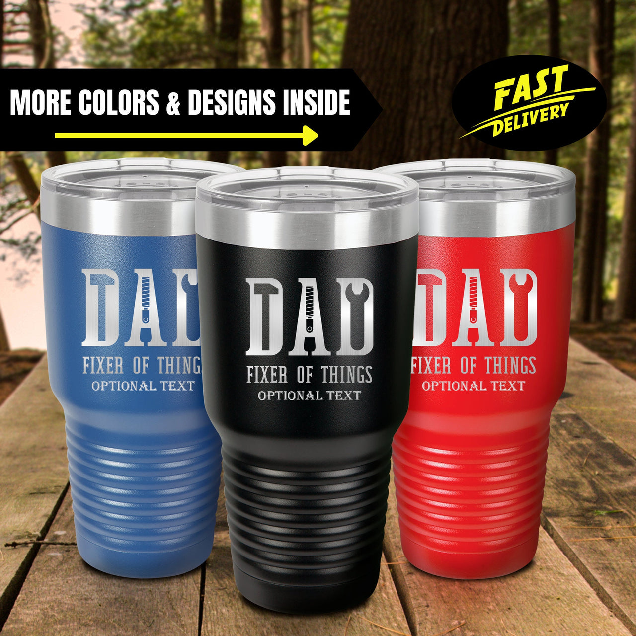 Dad Fixer Of Things Engraved Tumbler | Dad Gifts From Daughter | Unique Gifts For Dad | Personalized Gifts For Dad | Gifts For Dads Birthday