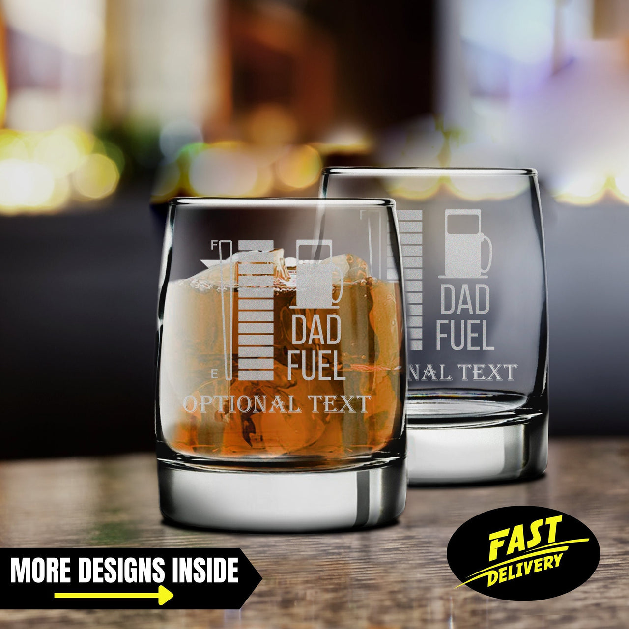 Dad Fuel Whiskey Glasses Gifts For Dad | Engraved Rocks Glass | Custom Whiskey Glasses | Best Whiskey Glasses |  Whiskey Gifts For Dad