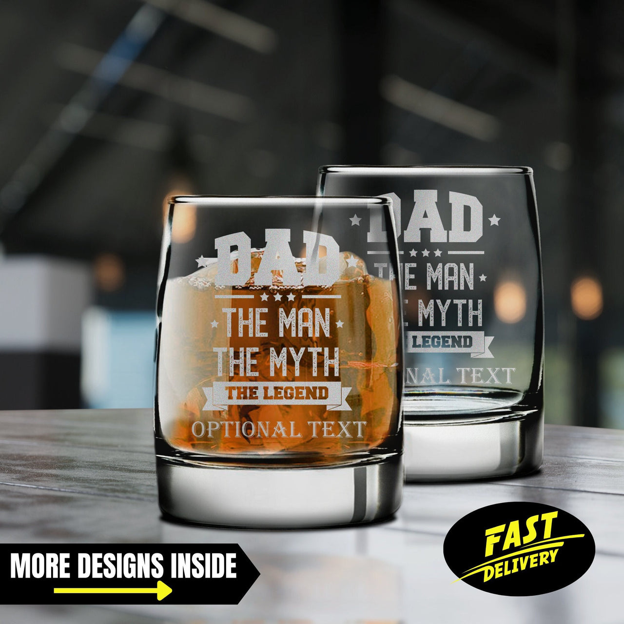 The Man The Myth The Legend Whiskey Glass | Etched Whiskey Glass
