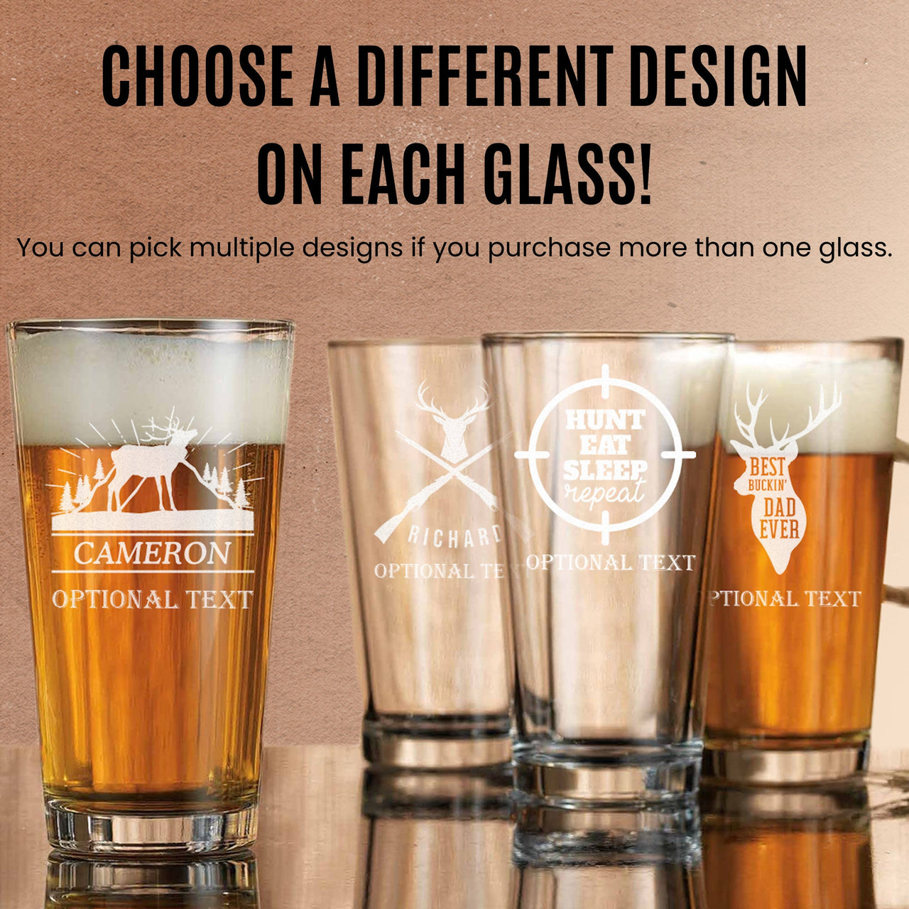 Personalized Deer Hunting Pint Glass