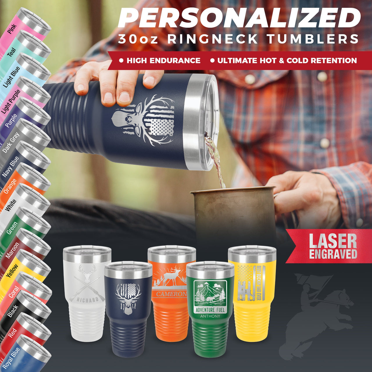 Personalized Goose Hunting Cup Tumbler |  Engraved Insulated 30 oz Tumblers