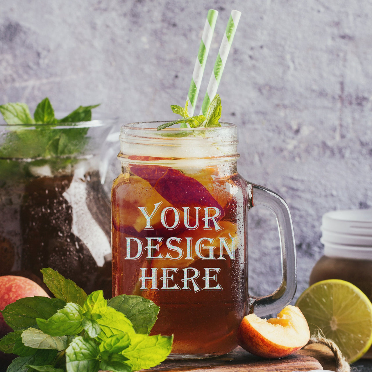 Personalized Your Design Mason Jar Cup | Custom Engraved Mason Jar Glass With Handle | Custom Mason Jar Gifts | Personalized Drinking Jar