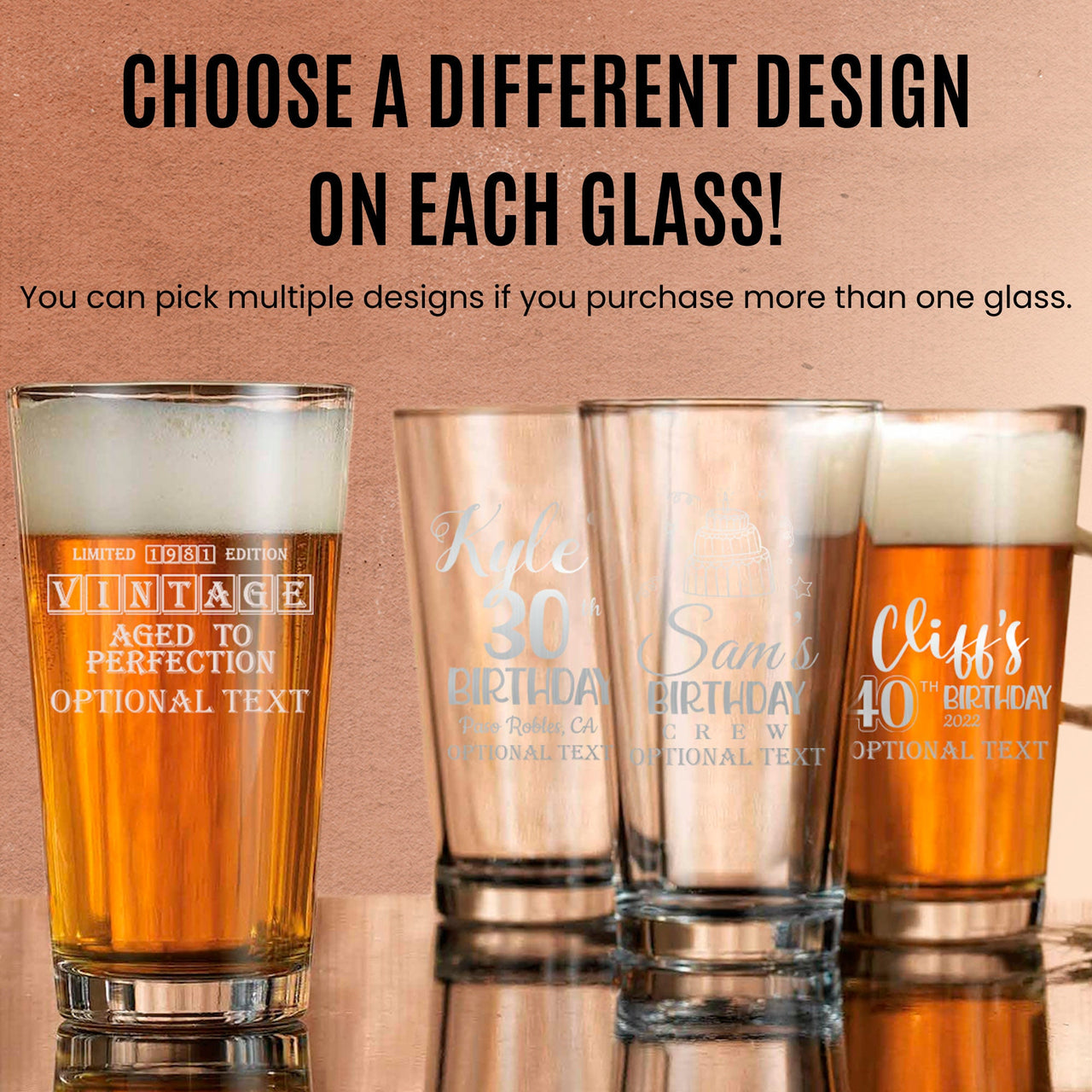 Birthday Crew Engraved Pint Glasses Gifts