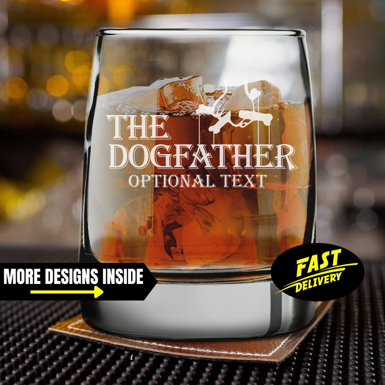 The Dogfather Whiskey Glass | Dog Dad Gift | Custom Engraved Bourbon Glass | Engraved Rocks Glass | Gift For Dog Dad | Gift For Dog Lover