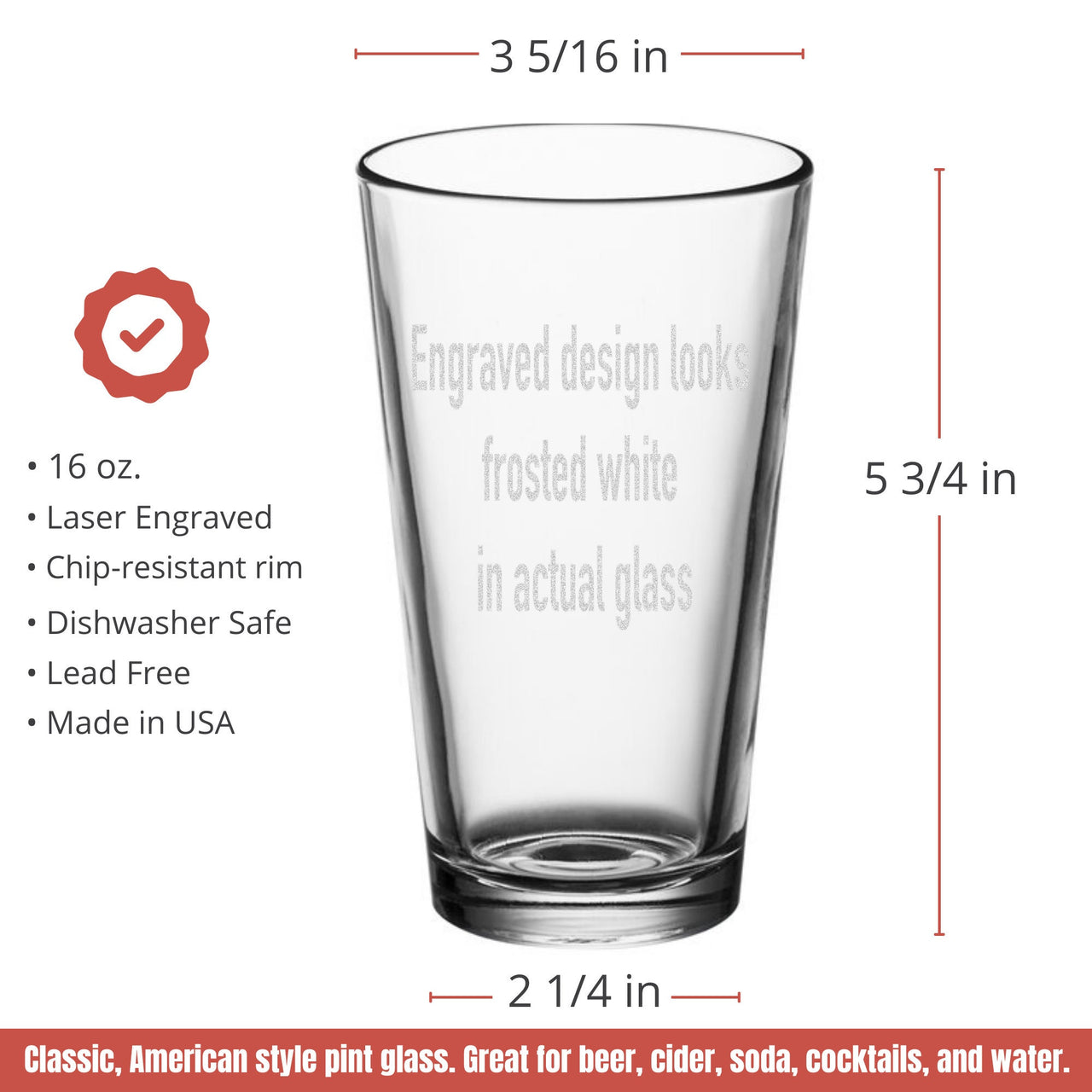 Personalized Engraved 16 oz Pint Glasses
