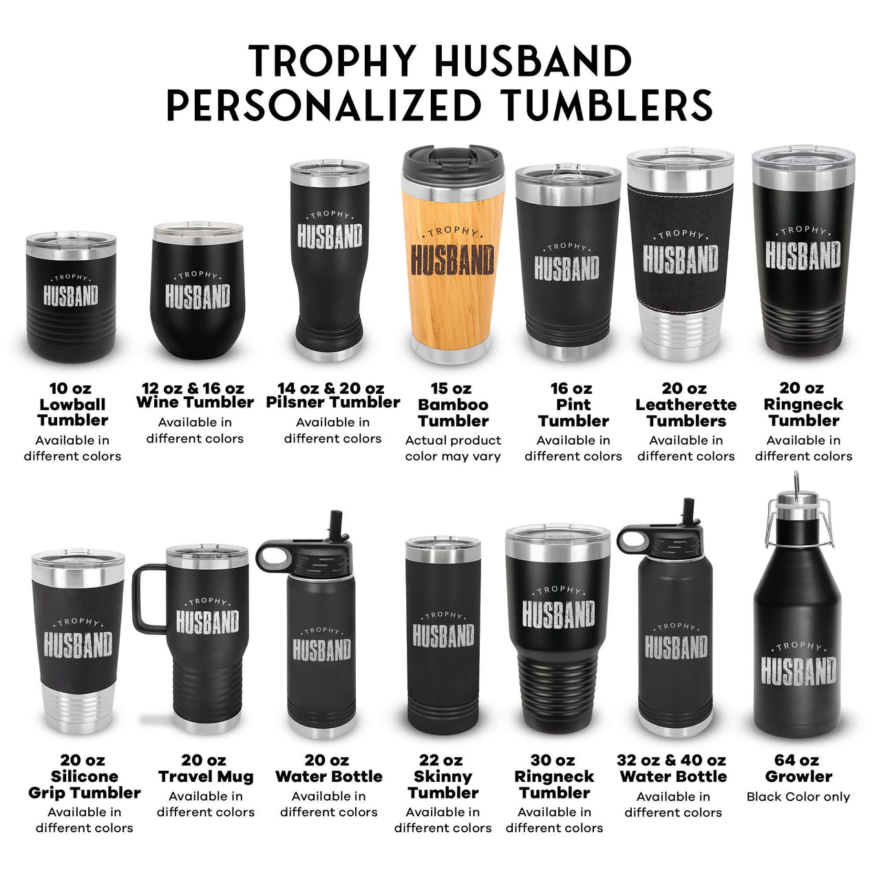 Trophy Husband Laser Engraved Tumbler Coffee