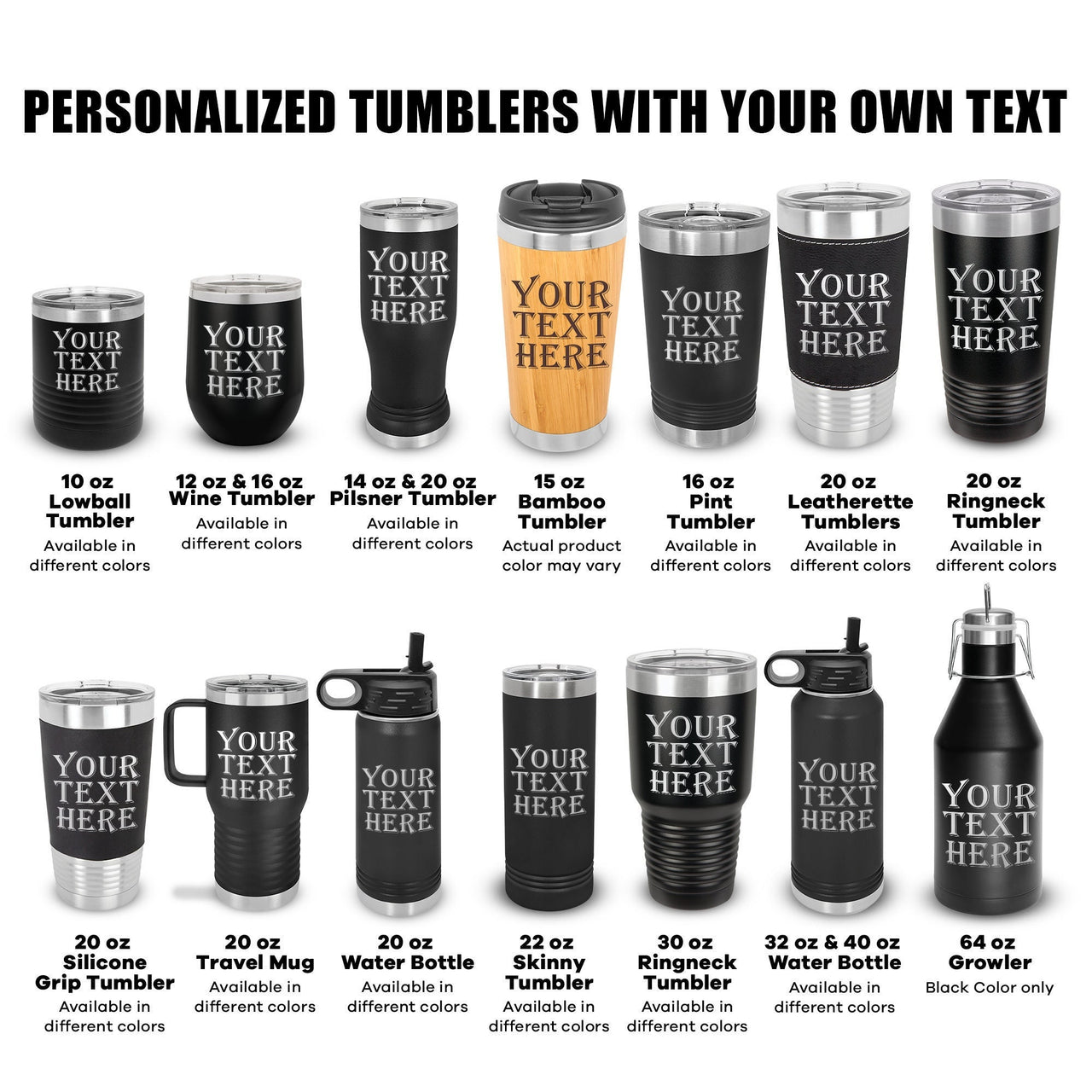 Your Text Here Customized Tumblers, Custom Coffee Tumbler, Custom Wine –  Broquet