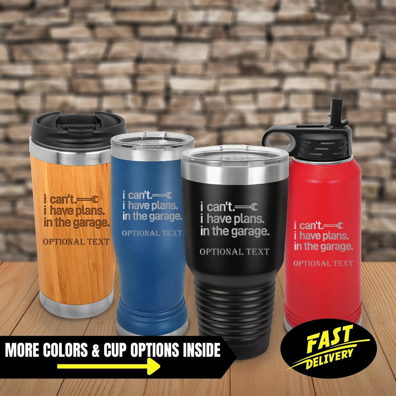 Funny Dad Gifts Custom Tumbler, I Can't I Have Plans In The Garage Tumbler, Birthday Gift for Husband, Car Lover Custom Tumbler Gift for Him