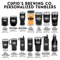 Trendy Cupid's Brewing Co. Tumbler, Custom Cute Tumblers, Gift for Her/Him for Valentines Day, Skinny Tumbler, Water Bottle for Coffee Lover