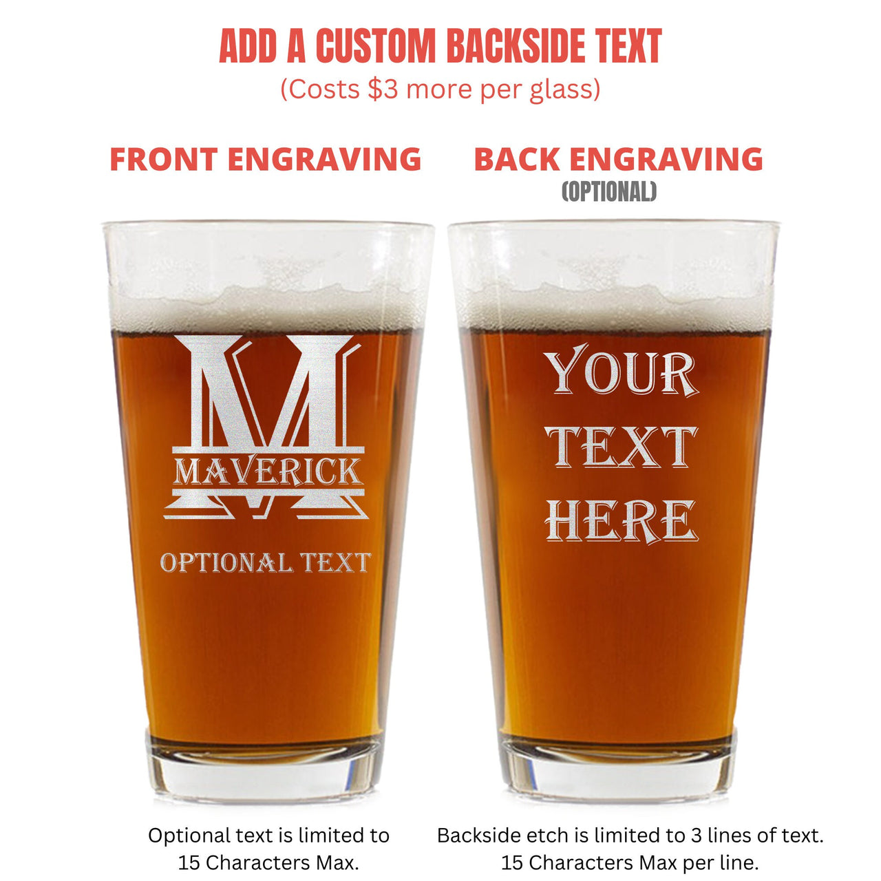 Personalized Etched Monogram Pint Glasses