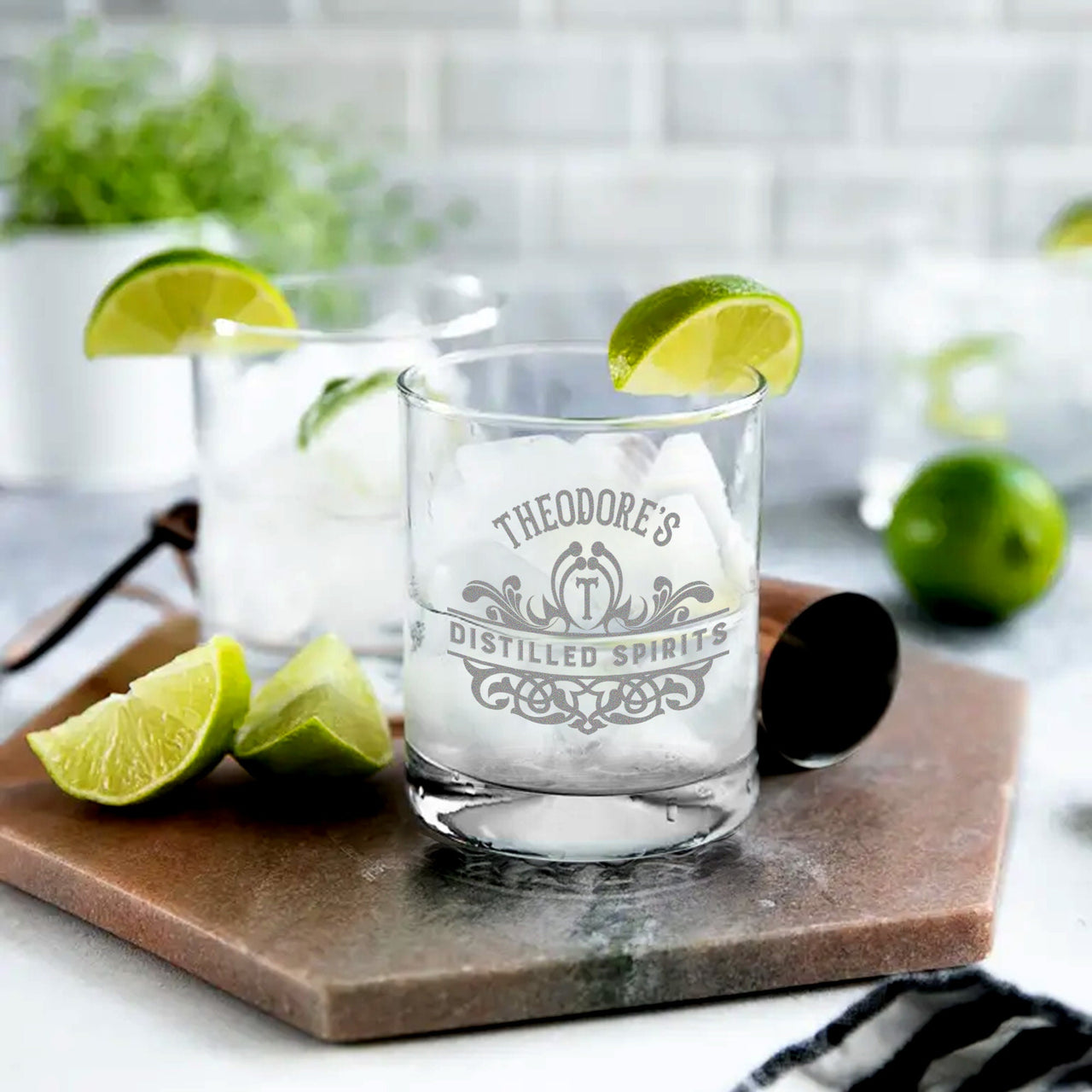 Personalized Name, Initials, Phrase Gin and Tonic Lowball Glass