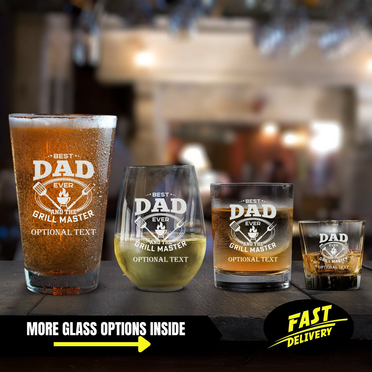 Best Dad Ever & The Grill Master Personalized Glasses