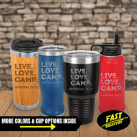 Thumbnail for Live Love Camp Custom Tumbler, Personalized 15 oz Tumbler Camping Gifts for Husband, Vacation Trip Tumbler, Birthday Gifts for Him, Dad Mugs