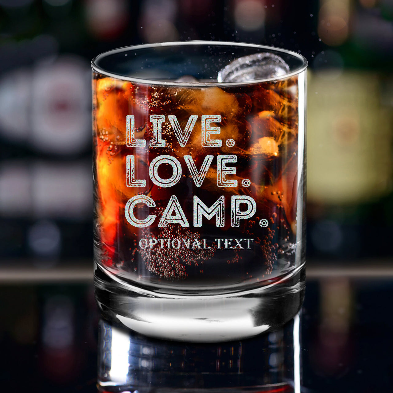Camping Personalized Bourbon Whiskey Glasses