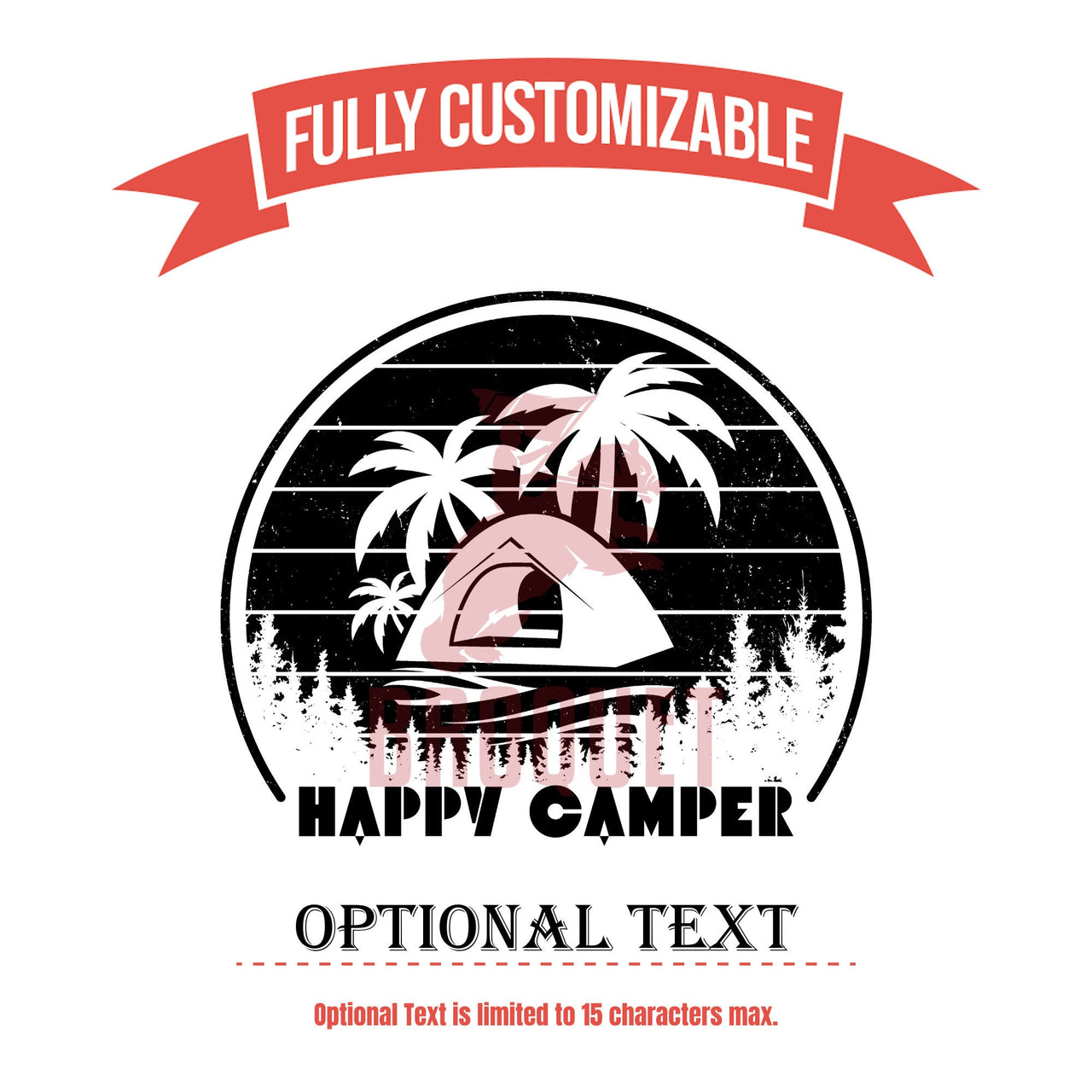 Happy Camper Retro Sunset Personalized Tumbler, 15oz Bamboo Camper Tumbler, Outdoor Camping Trees Tent Tumbler Design Gift for Family Outing