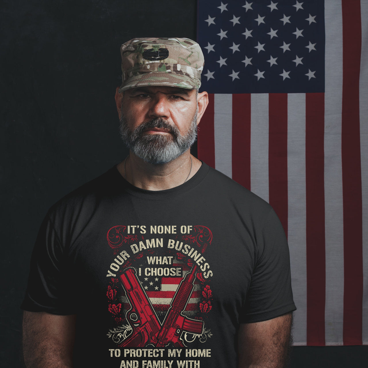 American Flag, Guns It's None of Your Damn Business What I Choose Dad Shirt