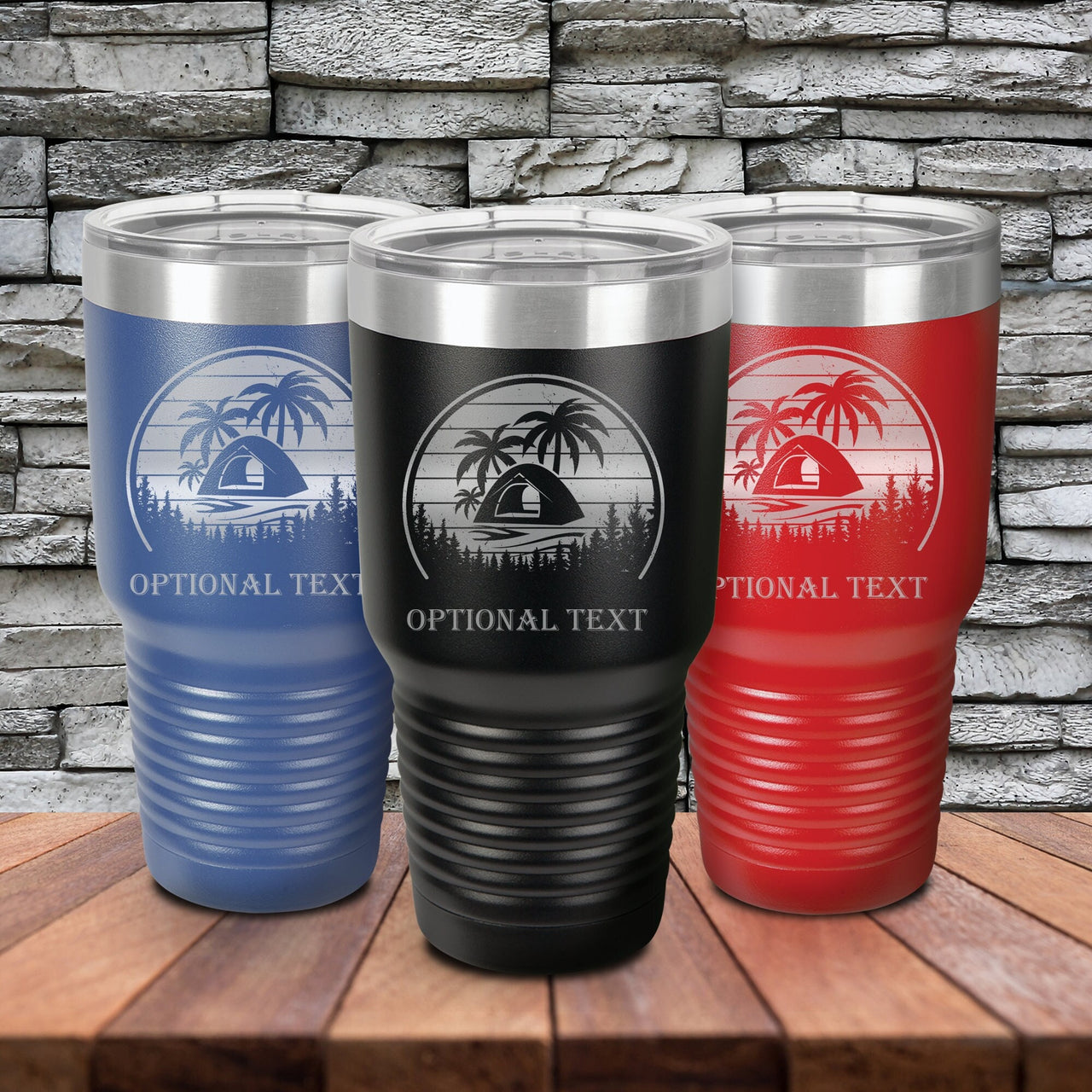 Camping Retro Sunset Tumbler | Personalized Gift 30oz Camper Tumblers