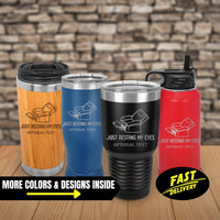 Thumbnail for Just Resting My Eyes Tumblers, I'm Not Sleeping Custom Tumbler, Dad, Grandpa, Father Leatherette Tumbler, Funny Stainless Steel Tumbler Gift