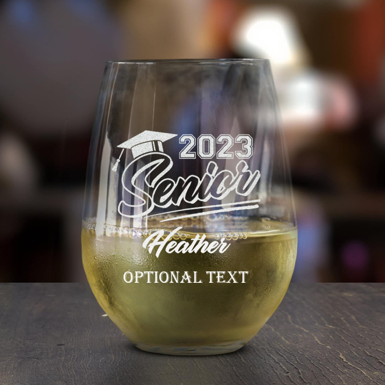 Personalized Glass Graduation Gift for Class 2023, Custom Name, Text Glassware Graduate Present, Personalized Grad Gift for Him/Her Glasses