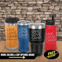 Thumbnail for Live Love Camp Personalized Tumbler Camping Gift, Gifts for Camper Outdoor Tumblers, Custom Tumbler Trendy Camping Travel Mugs, CRU Cups