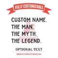 Custom Name Glassware, The Man, The Myth, The Legend Beer Glass, Personalized Bar ware Gifts for Dad, Father's Day Gift for Papa, Drinkware