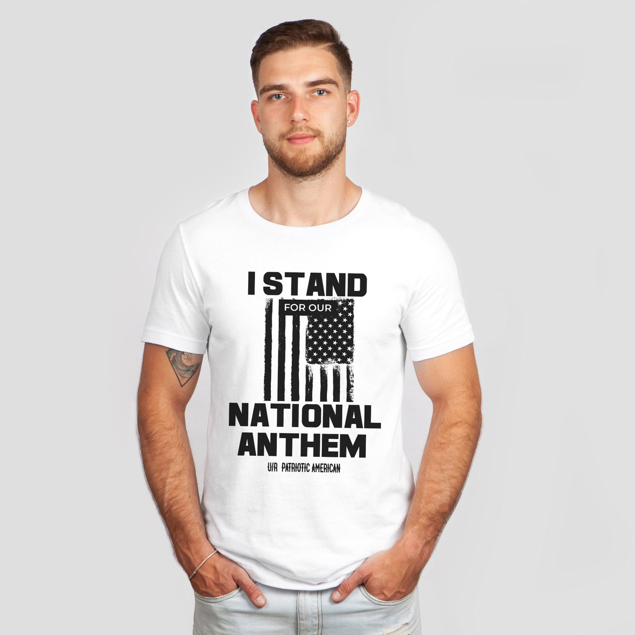 I Stand For Our National Anthem Patriotic American Graphic Tee