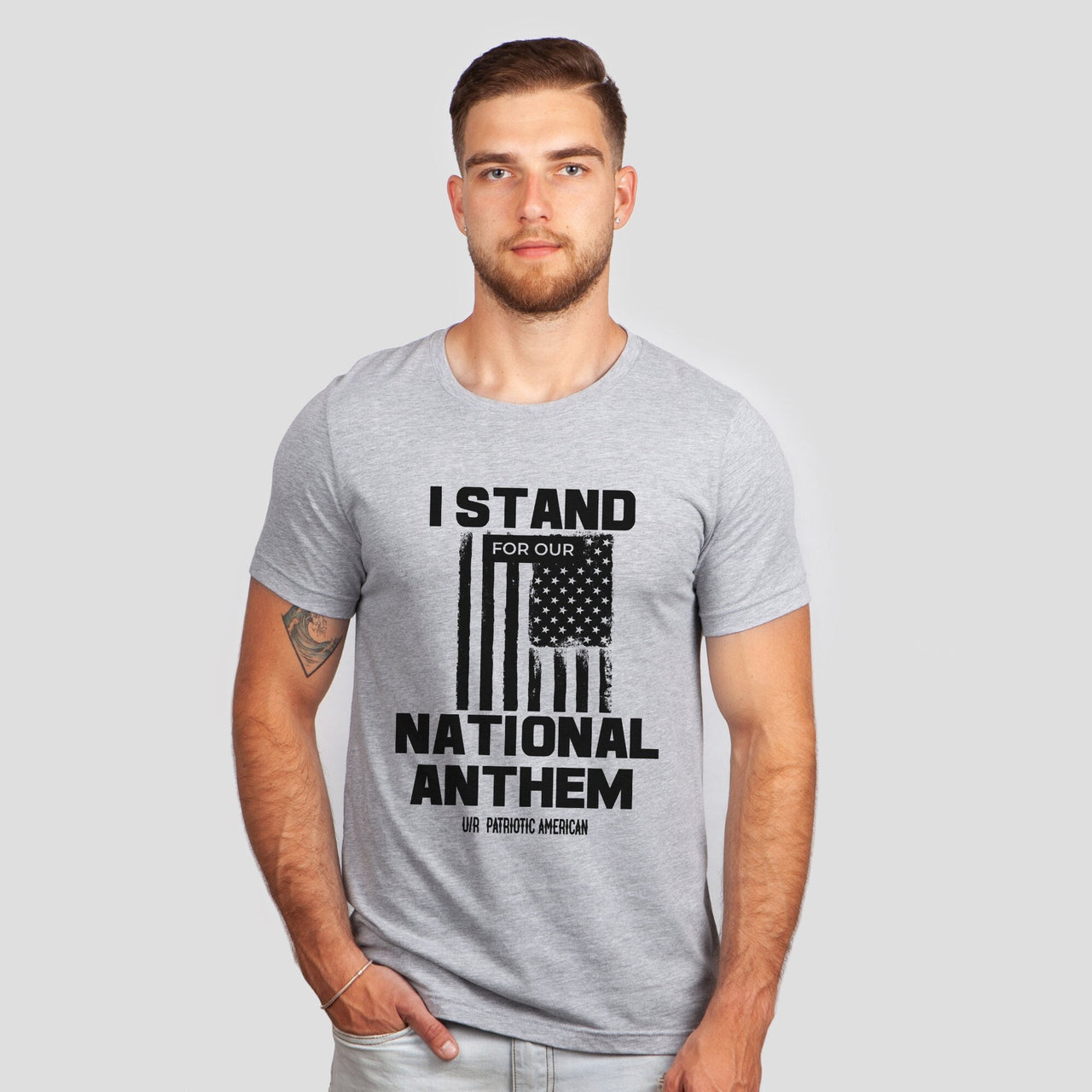I Stand For Our National Anthem Patriotic American Graphic Tee