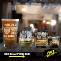Thumbnail for With Great Bear Comes With Great Responsibility Drinkware, Personalized Beer Glass, Funny Whiskey Glass for Men with Beard, Shot Glass Gift
